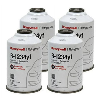 Honeywell R-1234yf Refrigerant – 4 Cans (8oz Each) with HD Brass Can Tap – Made in USA